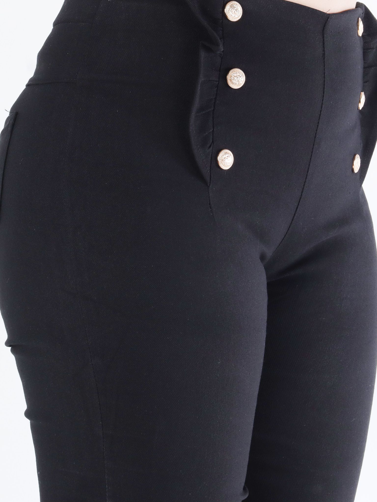 Kaya - Byxor med guldknappar och volangfåll